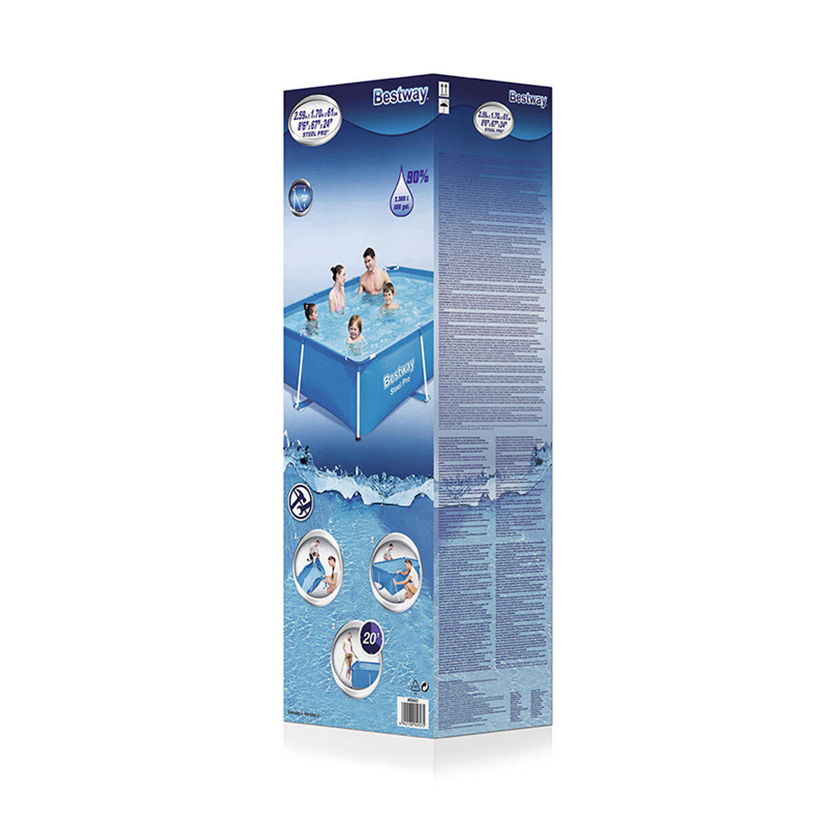 Bassein Eemaldatav Bestway 259 x 170 x 61 cm 170 x 259 x 61 cm